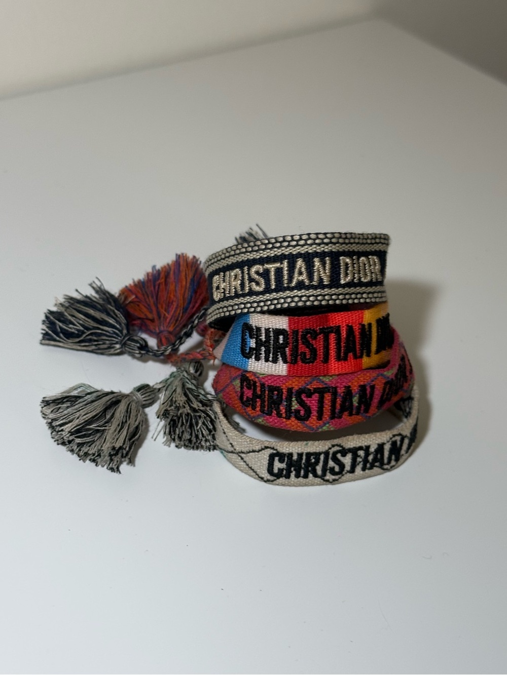 Dior Friendship Woven Knitted Adjustable Bracelets - Set of 4 Used